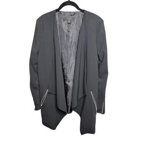 Metaphor Womens Black Open Front Waterfall Blazer Jacket Zipper Cuffs Large